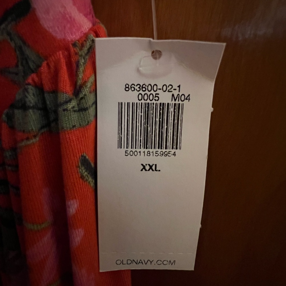 Old Navy Dark Orange Tropical Fit & Flare Strappy Mini Dress XXL-NEW - Picture 5 of 7